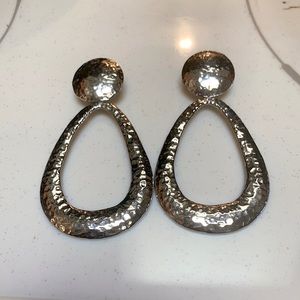 Hammered Silver Teardrop Earrings. Lightweight